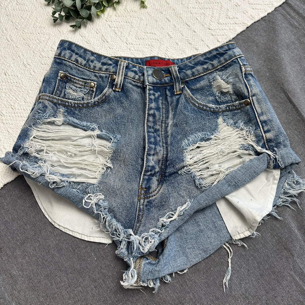 Distressed Denim Shorts